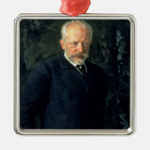 Portrait of Piotr Ilyich Tchaikovsky Metal Tree Decoration