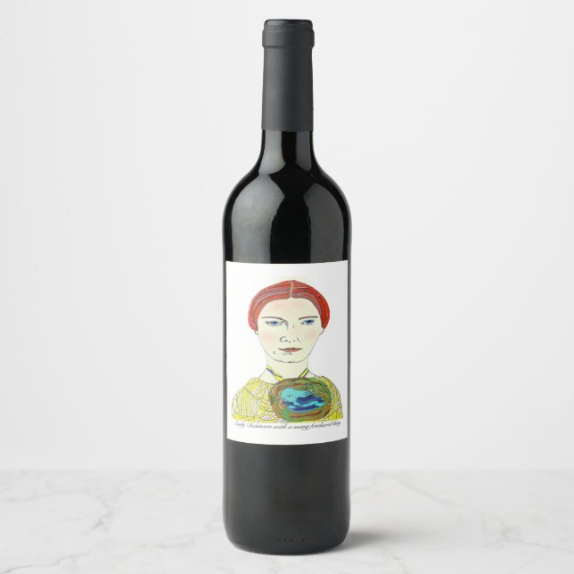Portrait of Poet Emily Dickinson Wine Label (Front)