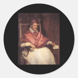 Portrait Of Pope Innocent X By Diego Velazquez  Classic Round Sticker