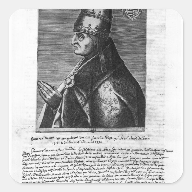 Portrait of Pope John XXII Square Sticker (Front)
