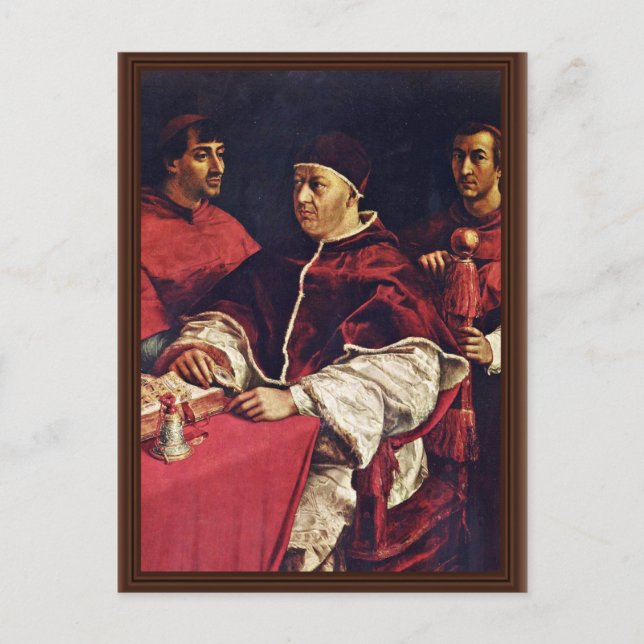 Portrait Of Pope Leo X With His Cousins By Raffael Postcard (Front)