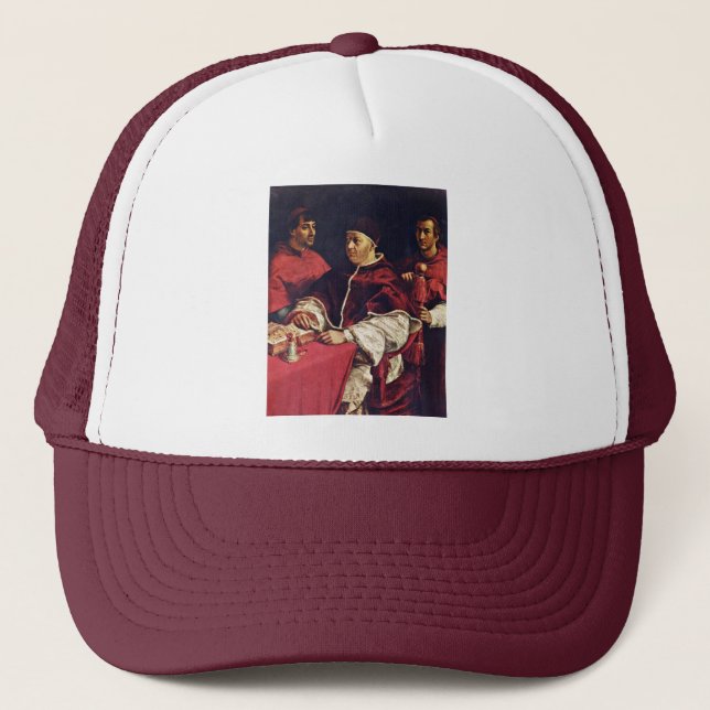 Portrait Of Pope Leo X With His Cousins By Raffael Trucker Hat (Front)
