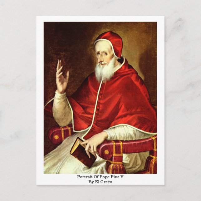 Portrait Of Pope Pius V. By El Greco Postcard (Front)
