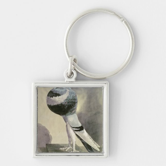Portrait of Pouter Pigeon Key Ring (Front)