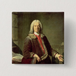 Portrait of Prosper Jolyot de Crebillon , 1746 15 Cm Square Badge