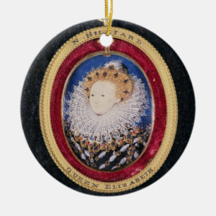 Portrait of Queen Elizabeth I (w/c on vellum) Ceramic Tree Decoration