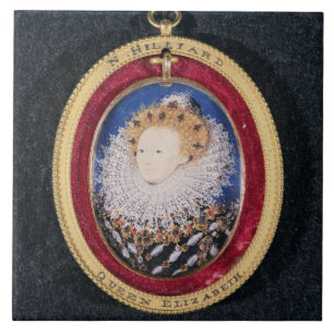 Portrait of Queen Elizabeth I (w/c on vellum) Tile