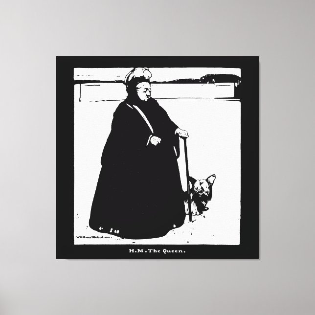 Portrait of Queen Victoria and Yorkie Dog Canvas Print (Front)