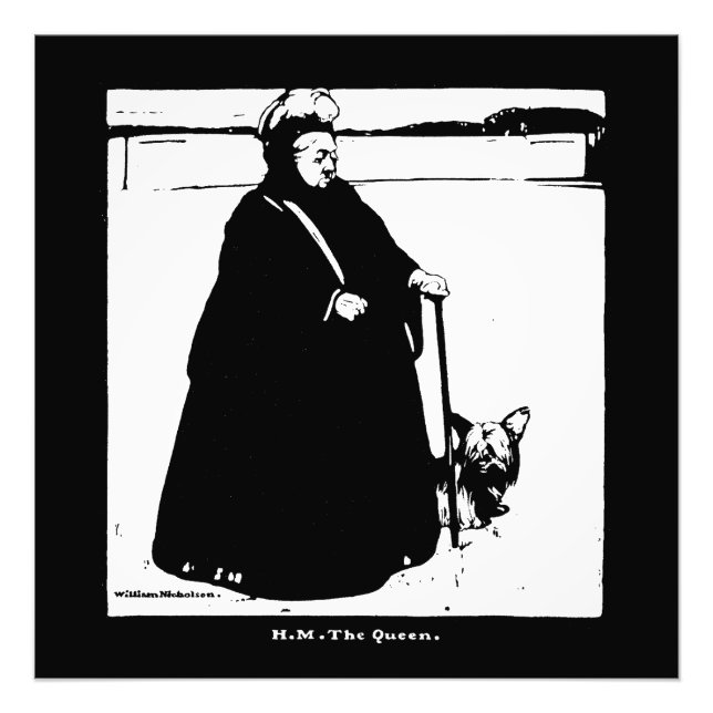 Portrait of Queen Victoria and Yorkie Dog Photo Print (Front)