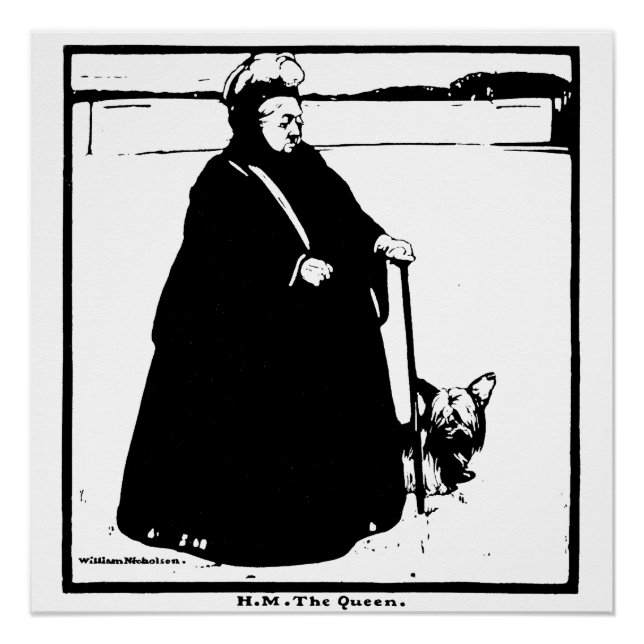 Portrait of Queen Victoria and Yorkie Dog Poster (Front)