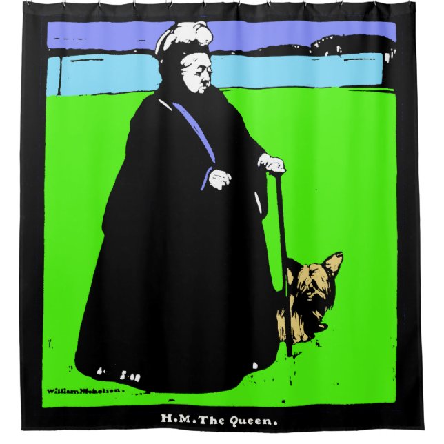 Portrait of Queen Victoria and Yorkie Dog Shower Curtain (Front)