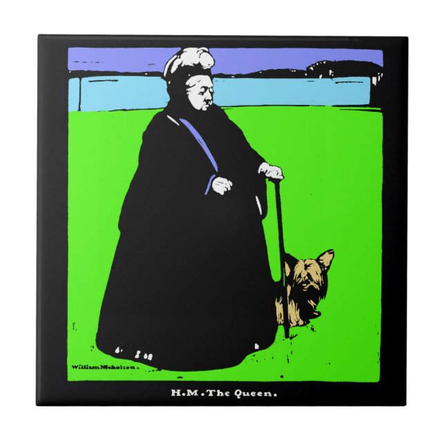 Portrait of Queen Victoria and Yorkie Dog Tile (Front)