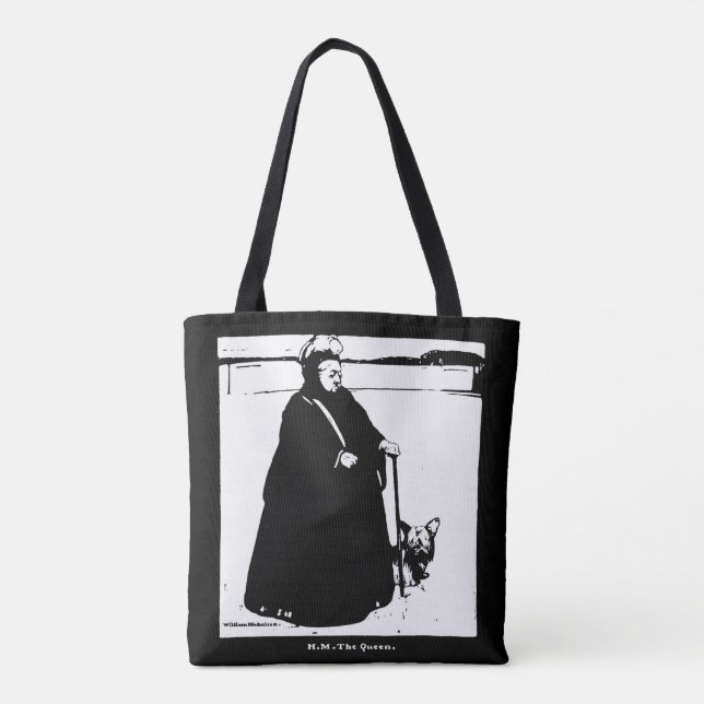 Portrait of Queen Victoria and Yorkie Dog Tote Bag (Back)