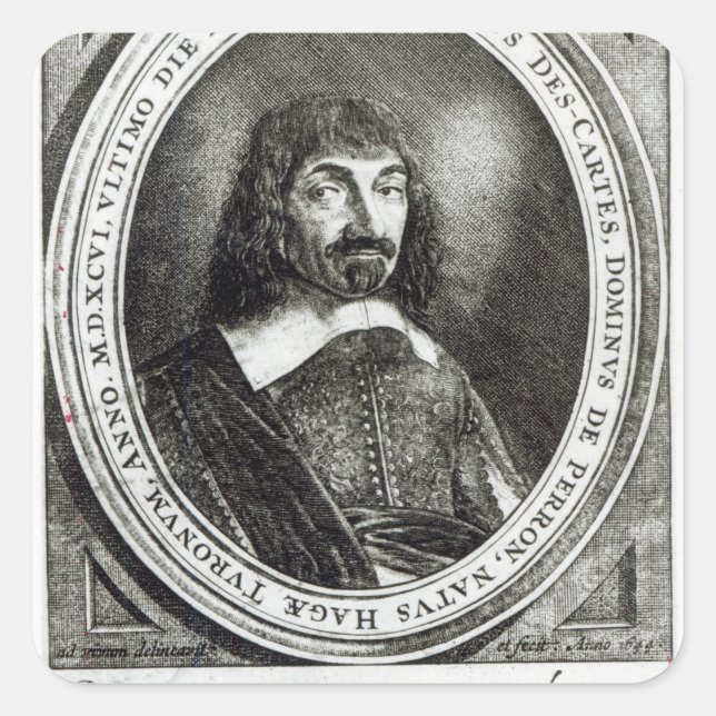 Portrait of Rene Descartes, 1644 Square Sticker (Front)