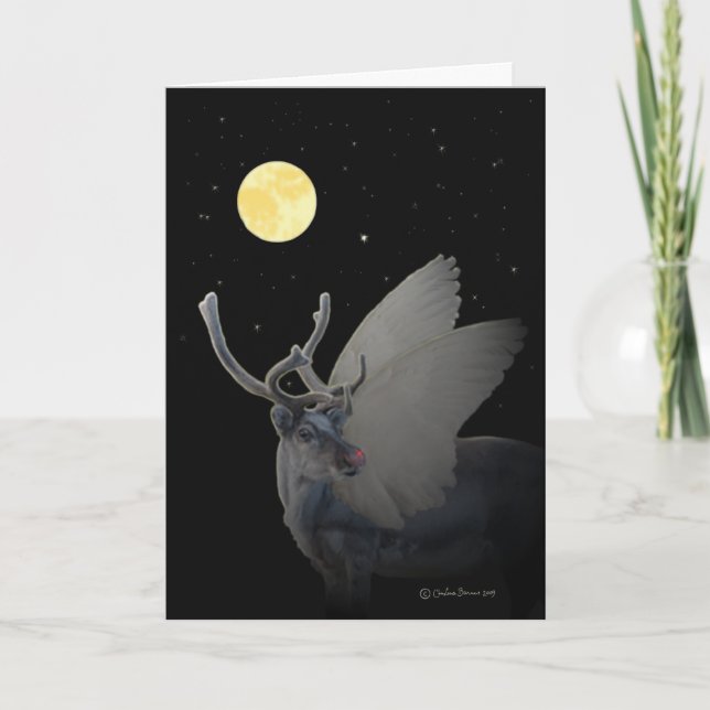 Portrait of "Rudolf In The Moonlight" Holiday Card (Front)