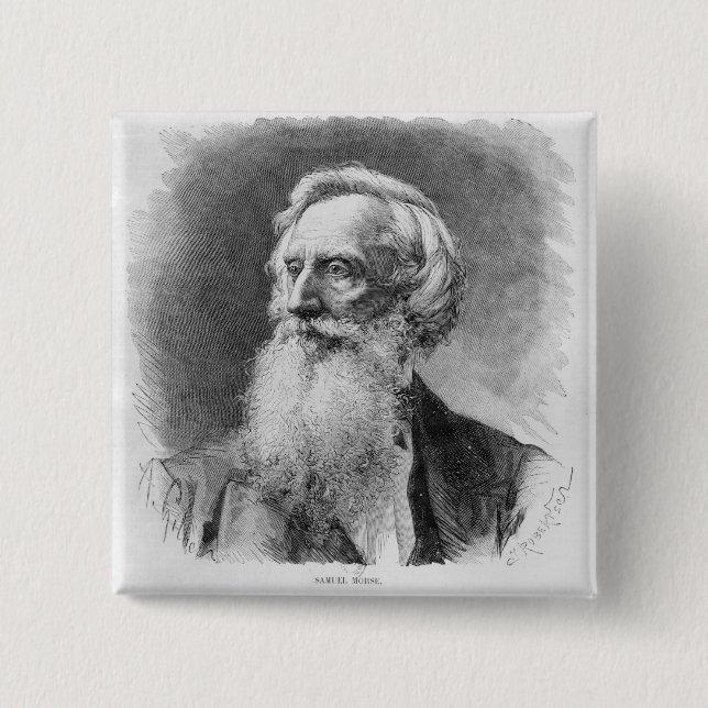 Portrait of Samuel Morse 15 Cm Square Badge (Front)