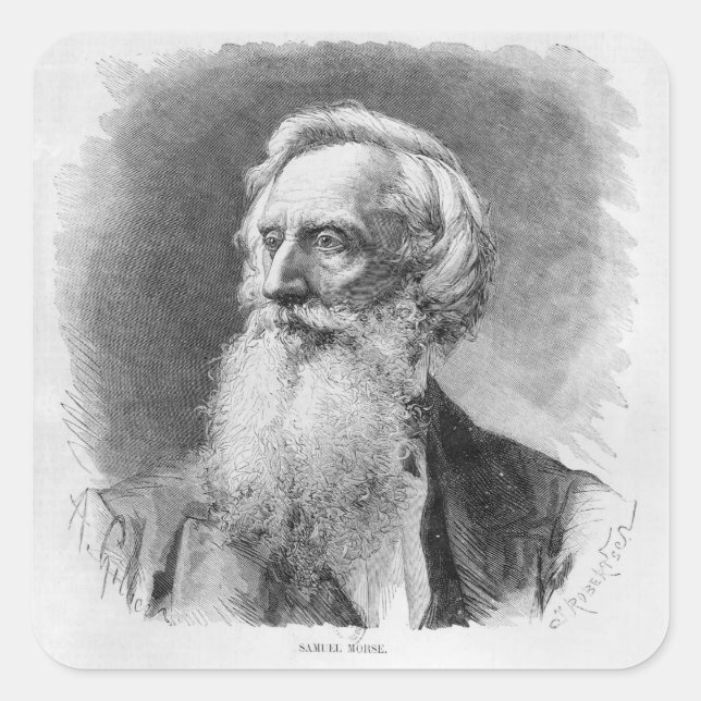 Portrait of Samuel Morse Square Sticker (Front)