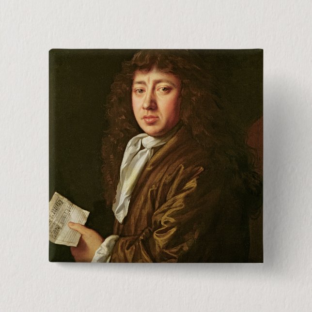 Portrait of Samuel Pepys  1666 15 Cm Square Badge (Front)