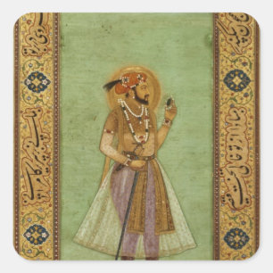 Portrait of Shah Jahan , 1631, Mughal Square Sticker