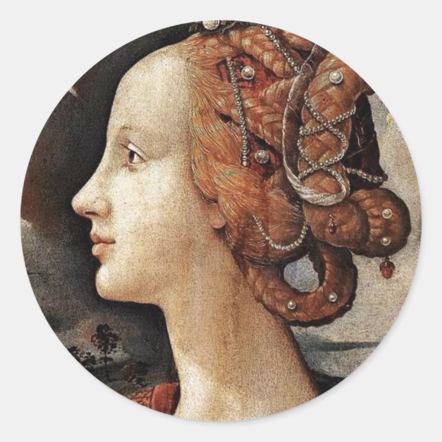 Portrait Of Simonetta Vespucci By Piero Di Cosimo Classic Round Sticker (Front)