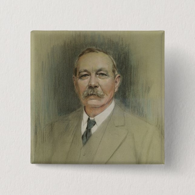 Portrait of Sir Arthur Conan Doyle 15 Cm Square Badge (Front)