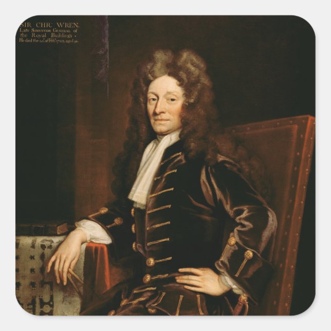 Portrait of Sir Christopher Wren  1711 Square Sticker (Front)