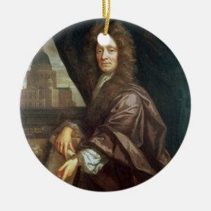 Portrait of Sir Christopher Wren (oil on canvas) Ceramic Tree Decoration