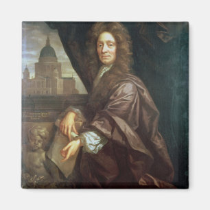 Portrait of Sir Christopher Wren (oil on canvas) Magnet