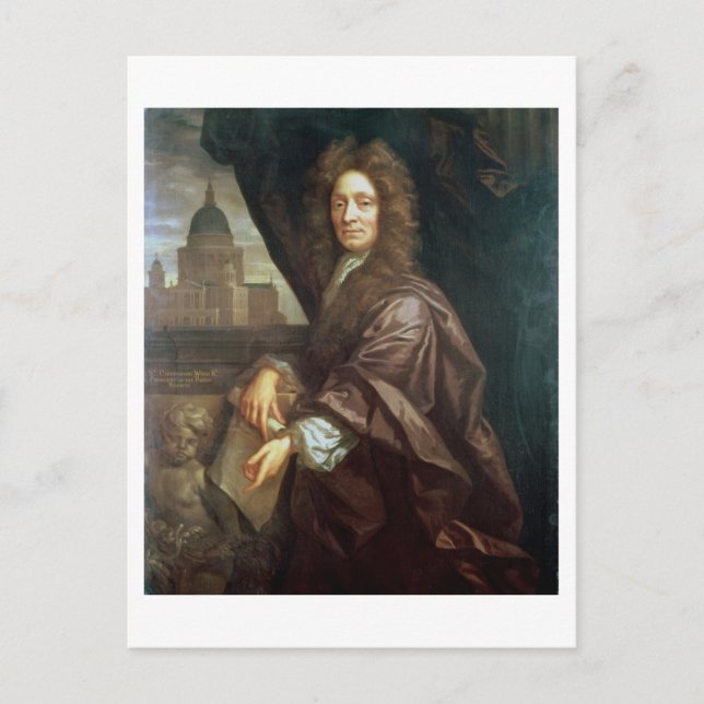 Portrait of Sir Christopher Wren (oil on canvas) Postcard (Front)