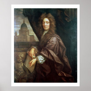 Portrait of Sir Christopher Wren (oil on canvas) Poster