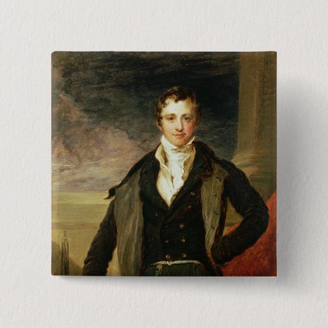 Portrait of Sir Humphry Davy 15 Cm Square Badge (Front)