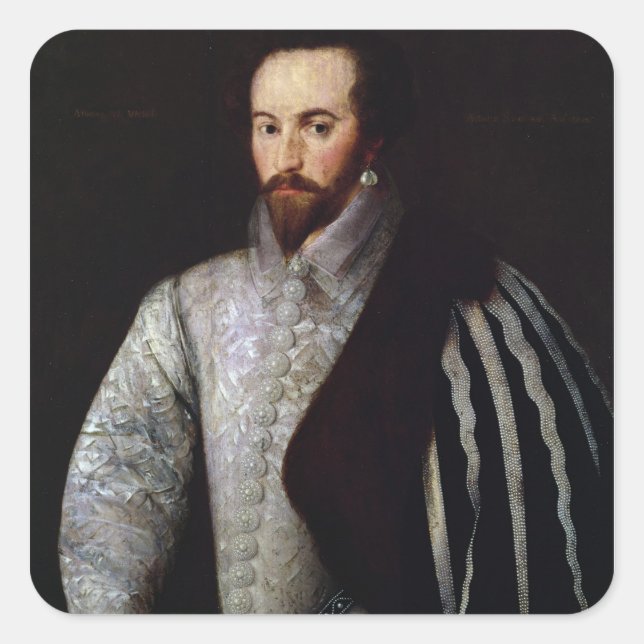 Portrait of Sir Walter Raleigh  1588 Square Sticker (Front)