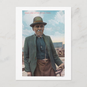 Portrait of Siwash Chief of Fort Wrangle Postcard