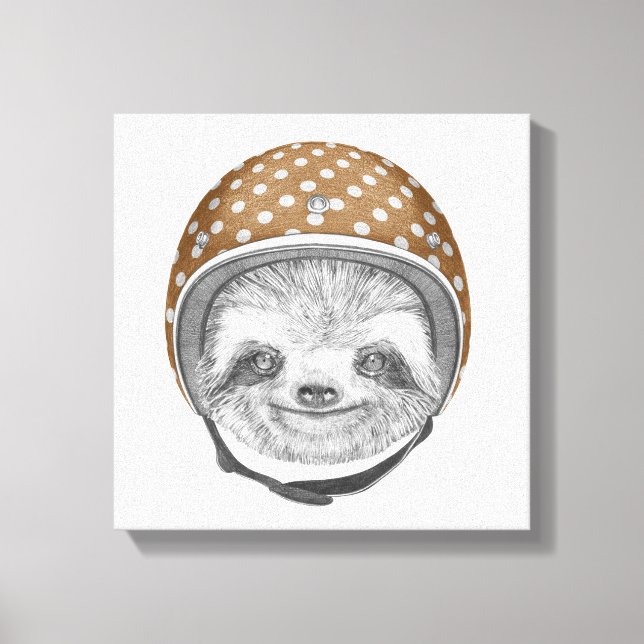 Portrait Of Sloth | Motorcycle Helmet Canvas Print (Front)