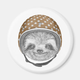 Portrait Of Sloth   Motorcycle Helmet Magnet