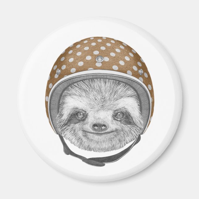 Portrait Of Sloth | Motorcycle Helmet Magnet (Front)