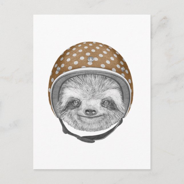 Portrait Of Sloth | Motorcycle Helmet Postcard (Front)
