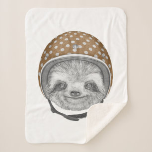 Portrait Of Sloth   Motorcycle Helmet Sherpa Blanket