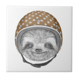 Portrait Of Sloth Motorcycle Helmet Tile