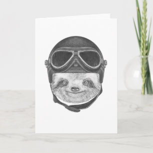 Portrait Of Sloth Vintage Helmet Card