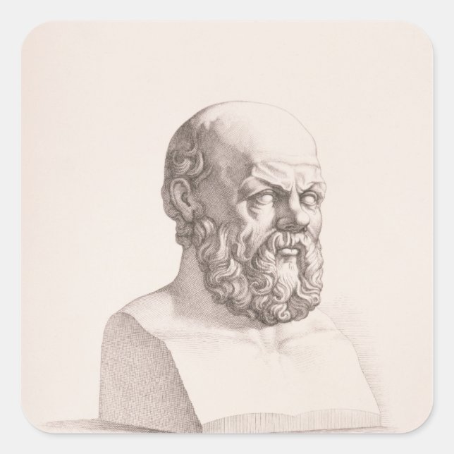 Portrait of Socrates Square Sticker (Front)
