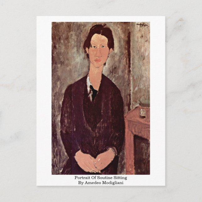 Portrait Of Soutine Sitting By Amedeo Modigliani Postcard (Front)
