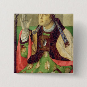 Portrait of St. Augustine, c.1475 15 Cm Square Badge