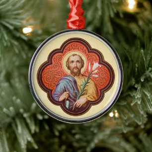 Portrait of St. Joseph in an Octofoil (TF 02) Metal Tree Decoration