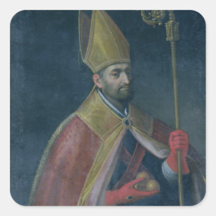 Portrait of St. Nicholas, 1700 (oil on canvas) Square Sticker