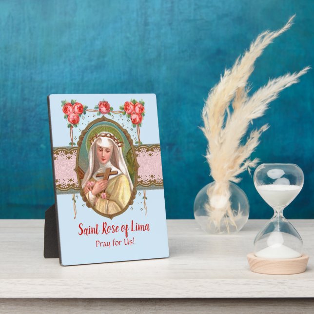 Portrait of St. Rose Draped with Roses (M 024a) Plaque (Side)