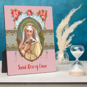 Portrait of St. Rose Draped with Roses (M 024a) Plaque
