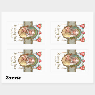 Portrait of St. Rose Draped with Roses (M 024a) Rectangular Sticker