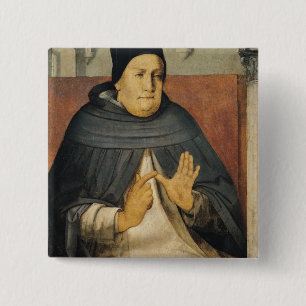 Portrait of St. Thomas Aquinas c.1475 15 Cm Square Badge