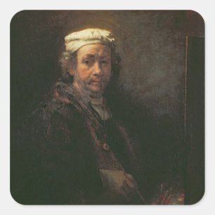 Portrait of the Artist at his Easel, 1660 Square Sticker